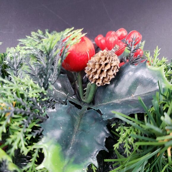 Vintage Christmas Candle Ring Holly Berry PAIR Plastic Centerpiece for 3" Pillar - Picture 8 of 16